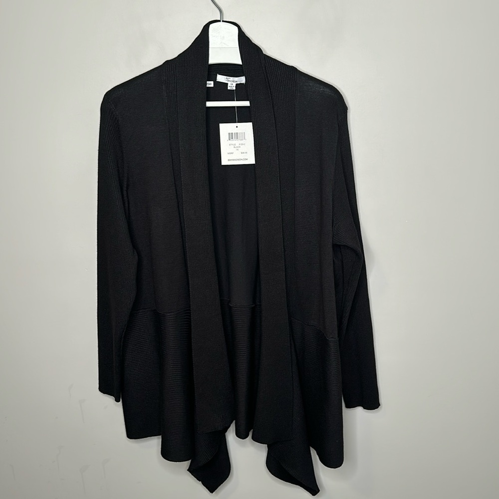NWT 89th + Madison Black Waterfall Collar Knit Cardigan